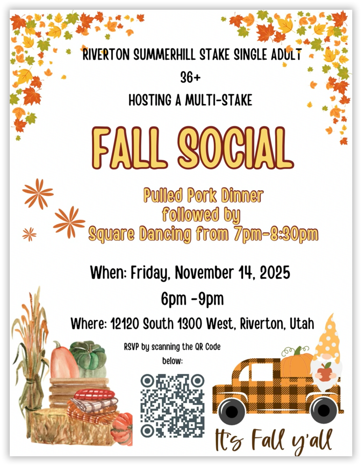 Single Adult Fall Social flier